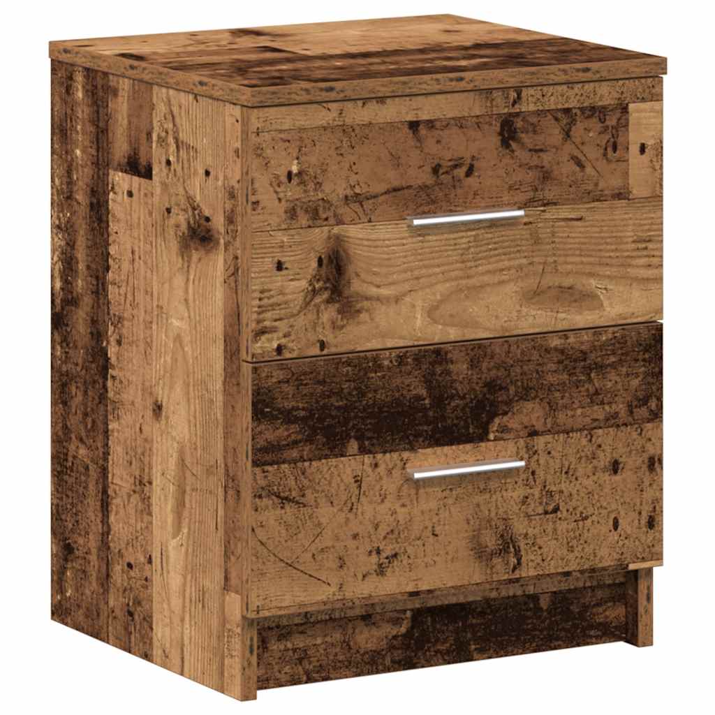 sengebord med 2 skuffer 40x36x50 cm antikt træ