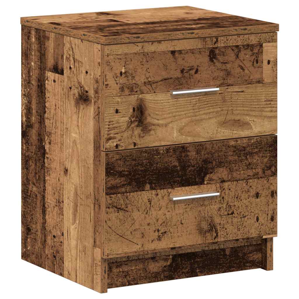 sengebord med 2 skuffer 40x36x50 cm antikt træ