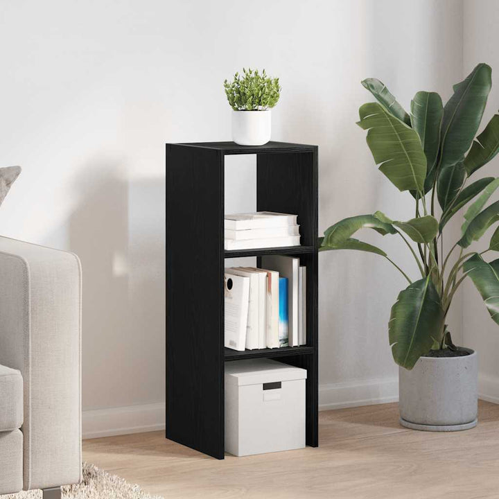 bogreol stabelbar 30x30x80 cm konstrueret træ sort-eg