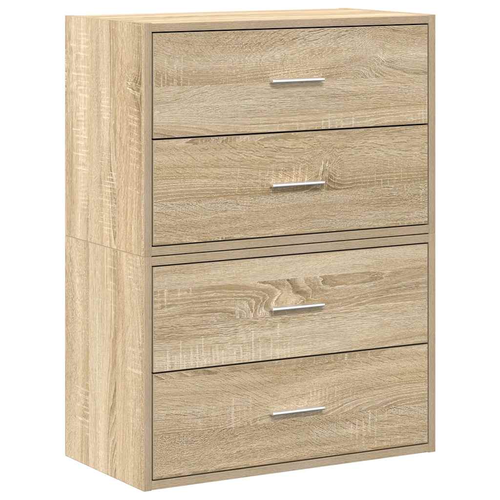 skabe med 4 skuffer 2 stk. 60x31x40cm konstrueret træ sonoma-eg