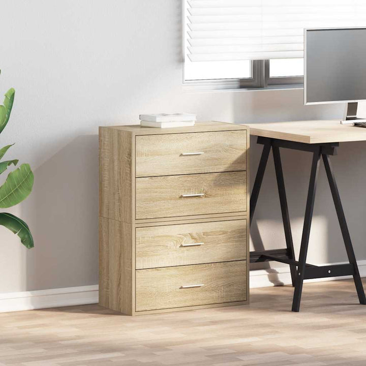 skabe med 4 skuffer 2 stk. 60x31x40cm konstrueret træ sonoma-eg