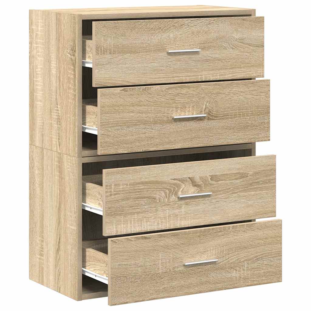 skabe med 4 skuffer 2 stk. 60x31x40cm konstrueret træ sonoma-eg