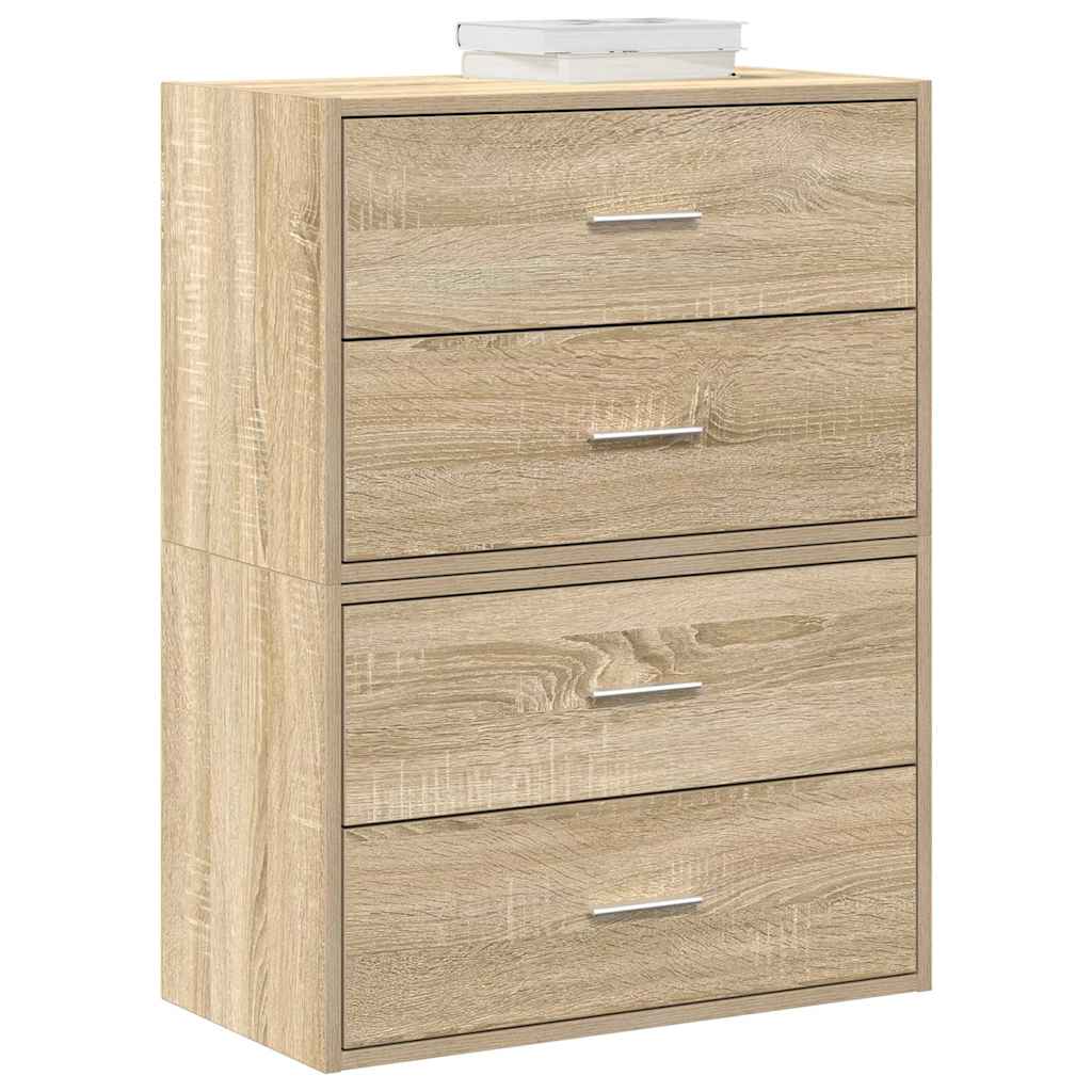 skabe med 4 skuffer 2 stk. 60x31x40cm konstrueret træ sonoma-eg