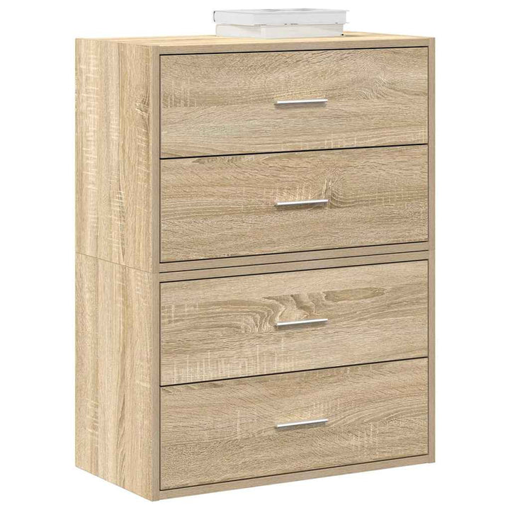 skabe med 4 skuffer 2 stk. 60x31x40cm konstrueret træ sonoma-eg
