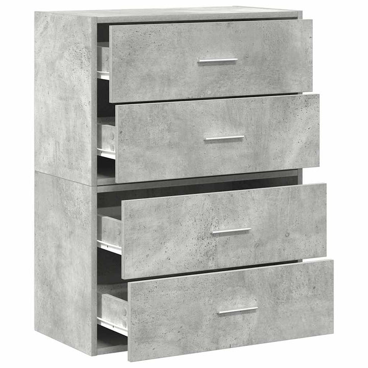 skabe med 2 skuffer 2 stk. 60x31x40 cm konstrueret træ betongrå