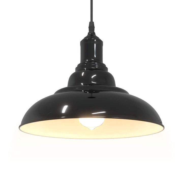 pendellampe højdejusterbar E27 Ø 31 cm metal glans sort