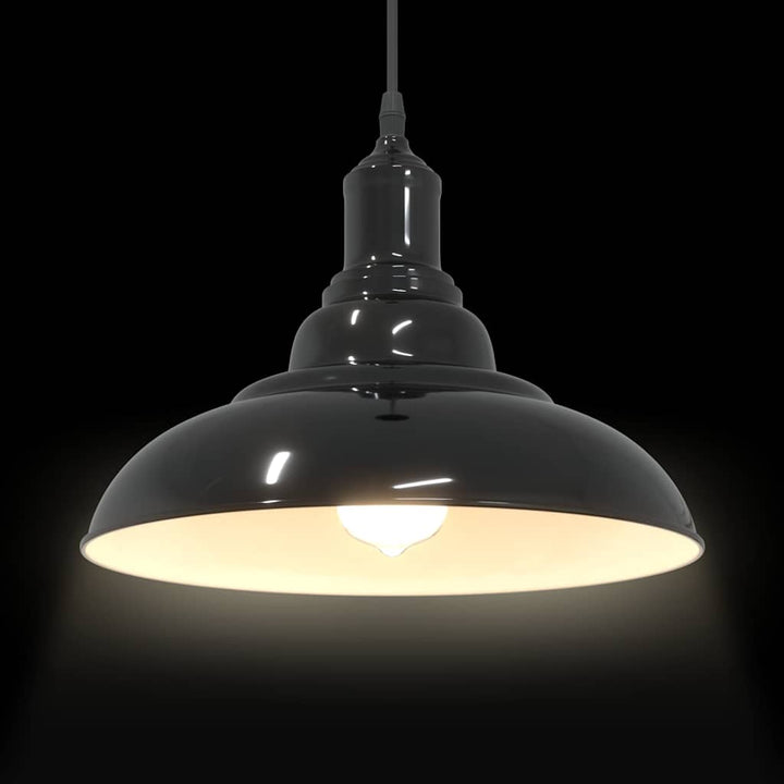 pendellampe højdejusterbar E27 Ø 31 cm metal glans sort
