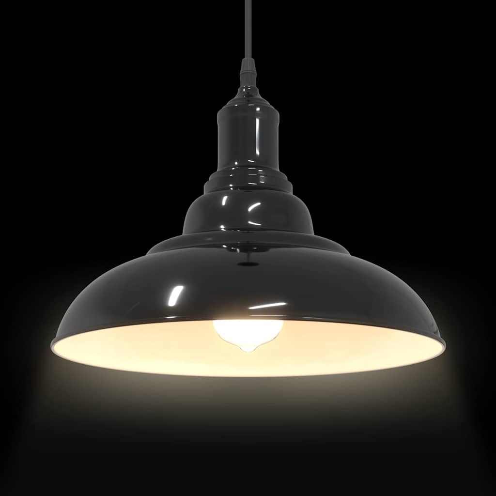 pendellampe højdejusterbar E27 Ø 31 cm metal glans sort