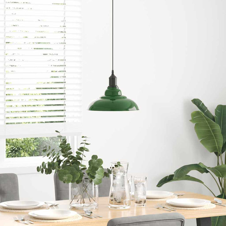 pendellampe højdejusterbar E27 Ø 31 cm metal glans grøn