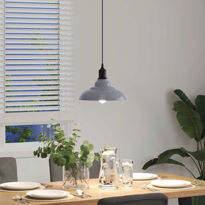 pendellampe højdejusterbar E27 Ø 31 cm metal glans grå