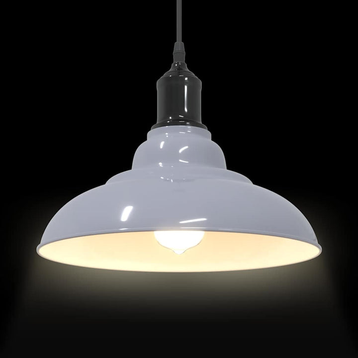 pendellampe højdejusterbar E27 Ø 31 cm metal glans grå