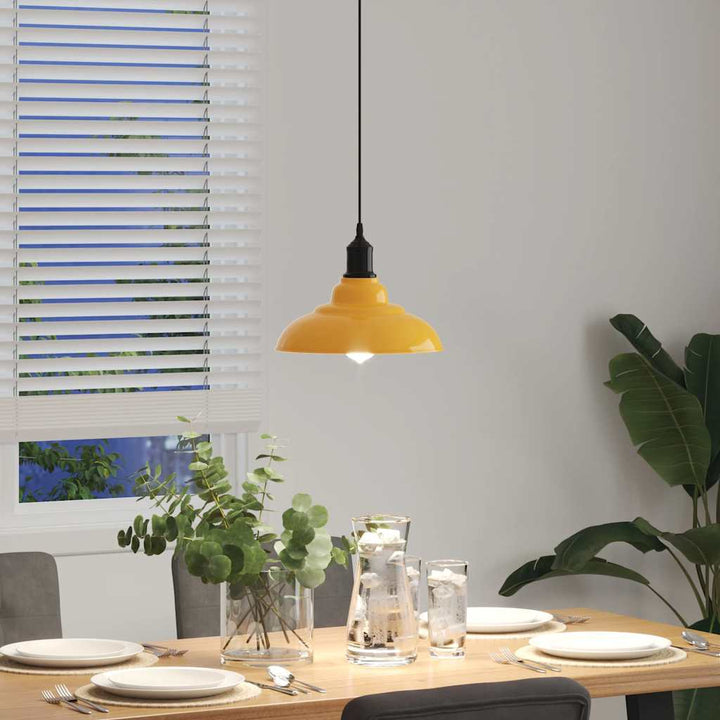 pendellampe højdejusterbar E27 Ø 31 cm metal glans gul