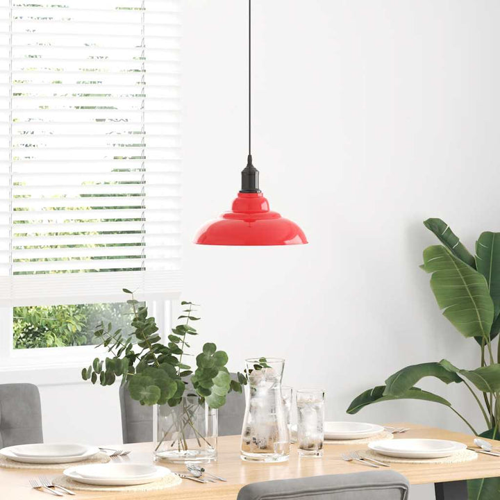 pendellampe højdejusterbar E27 Ø 31 cm metal glans rød