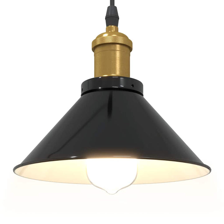 pendellampe højdejusterbar E27 Ø 22 cm metal glans sort