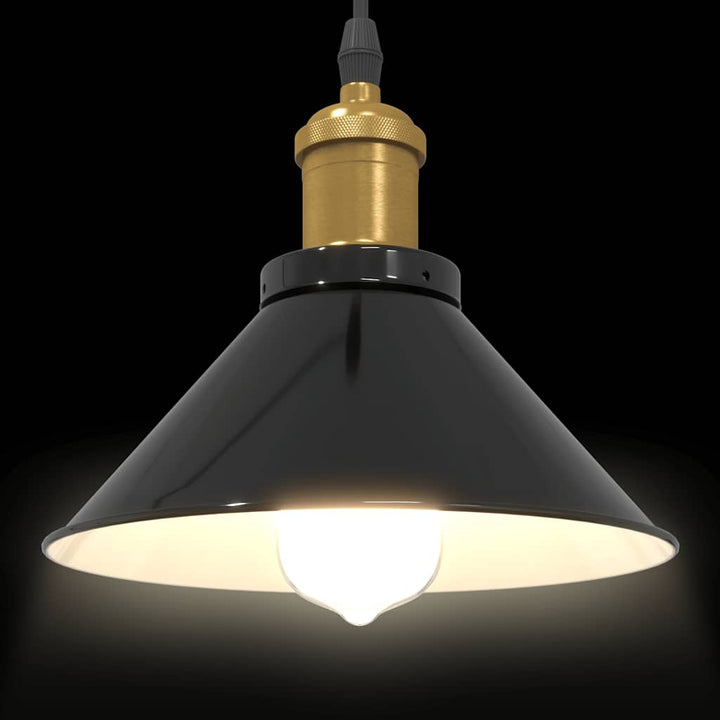 pendellampe højdejusterbar E27 Ø 22 cm metal glans sort