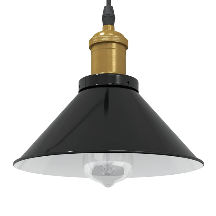 pendellampe højdejusterbar E27 Ø 22 cm metal glans sort