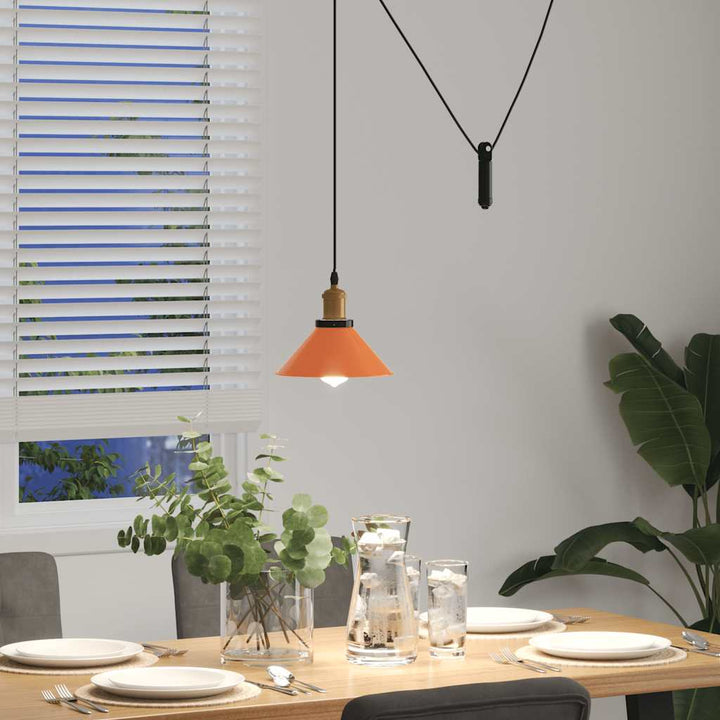 pendellampe højdejusterbar E27 Ø 22 cm metal glans orange