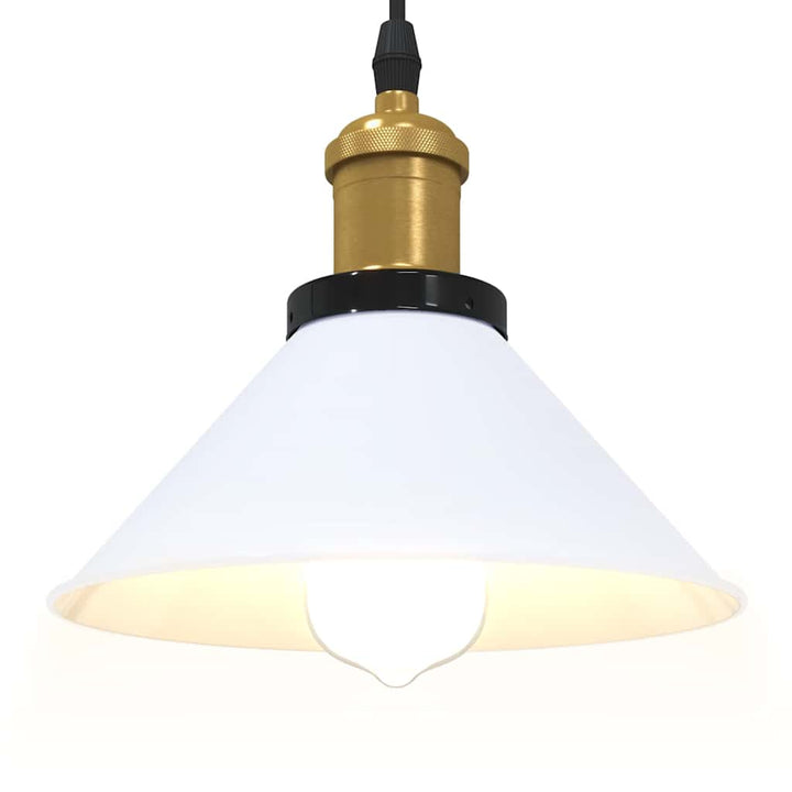 pendellampe højdejusterbar E27 Ø 22 cm metal glans hvid