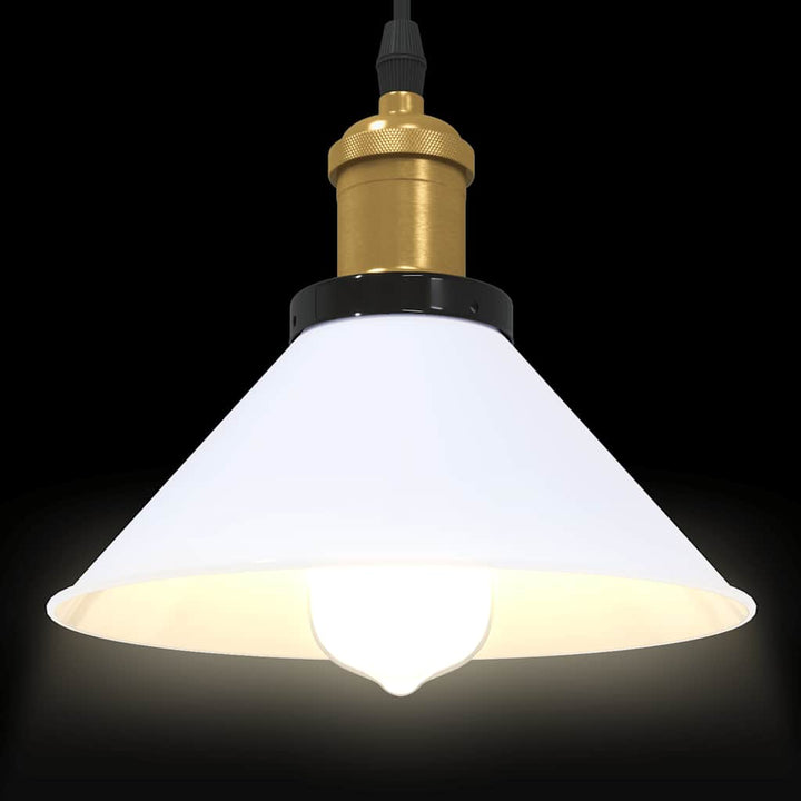 pendellampe højdejusterbar E27 Ø 22 cm metal glans hvid