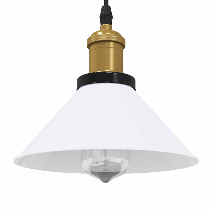 pendellampe højdejusterbar E27 Ø 22 cm metal glans hvid