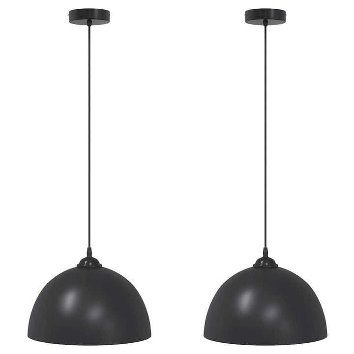 pendellamper 2 stk højdejusterbar E27 Ø 30 cm metal sort