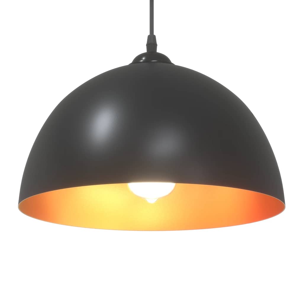 pendellamper 2 stk højdejusterbar E27 Ø 30 cm metal sort