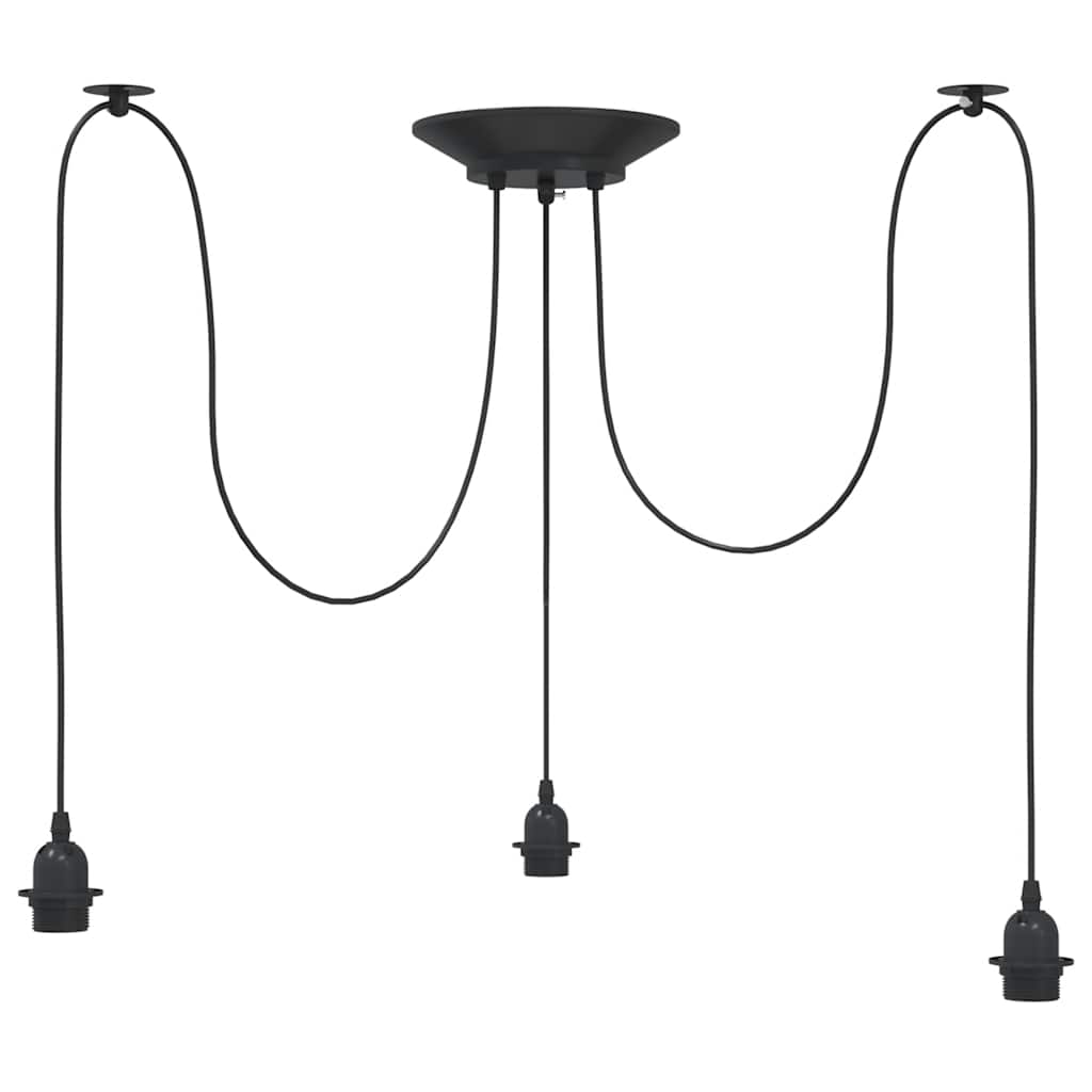 pendellampe med 3 lampeholdere E27 metal sort