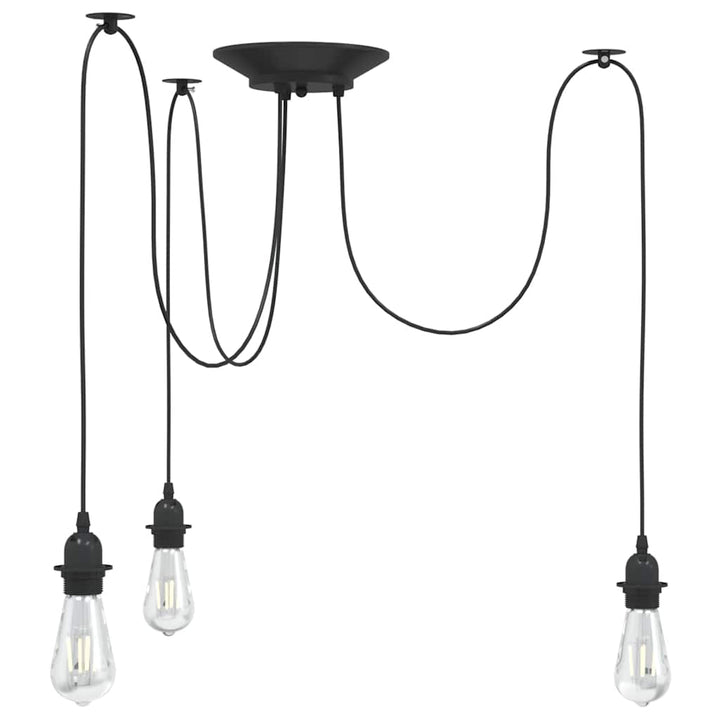 pendellampe med 3 lampeholdere E27 metal sort