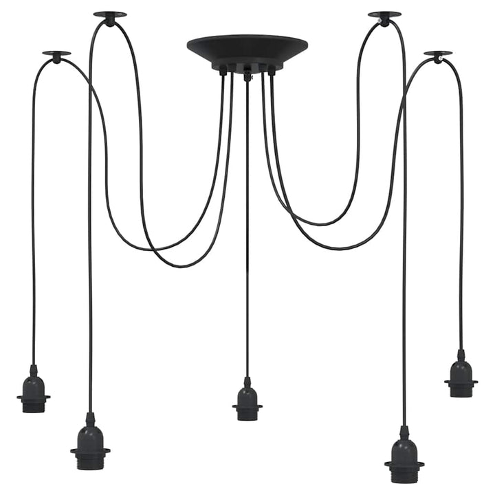 pendellampe med 5 lampeholdere E27 metal sort
