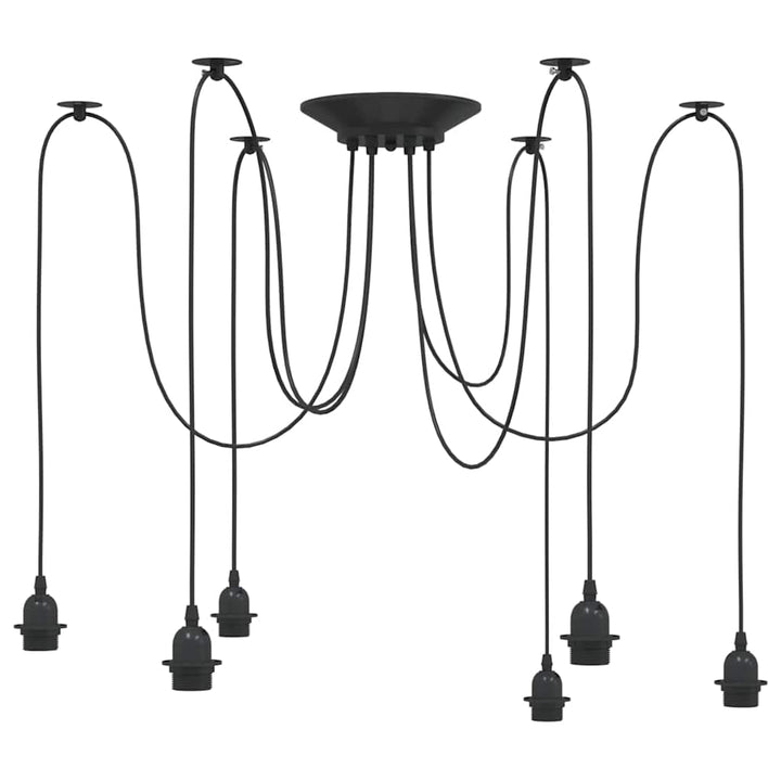 pendellampe med 6 lampeholdere E27 metal sort