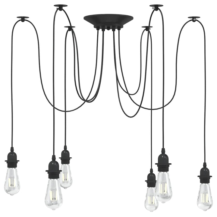 pendellampe med 6 lampeholdere E27 metal sort