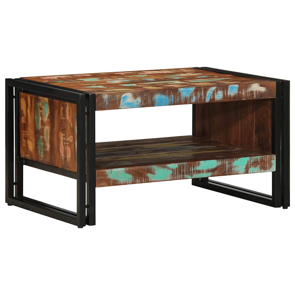 sofabord 70x50x38 cm massivt genbrugstræ flerfarvet
