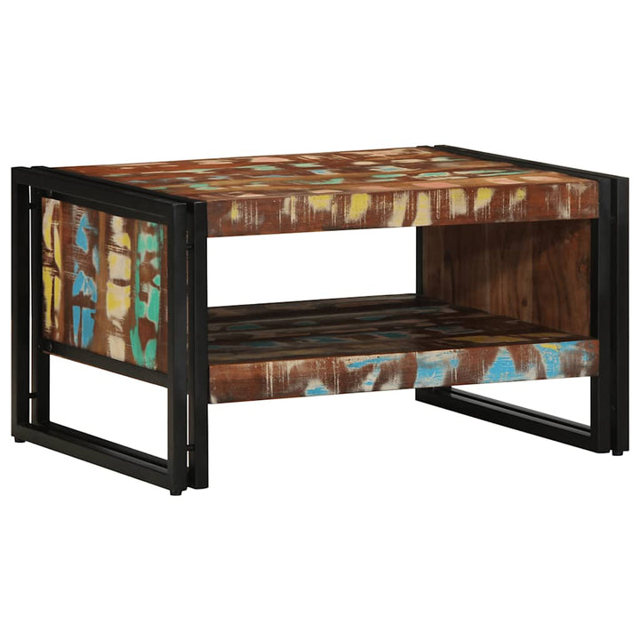 sofabord 70x50x38 cm massivt genbrugstræ flerfarvet