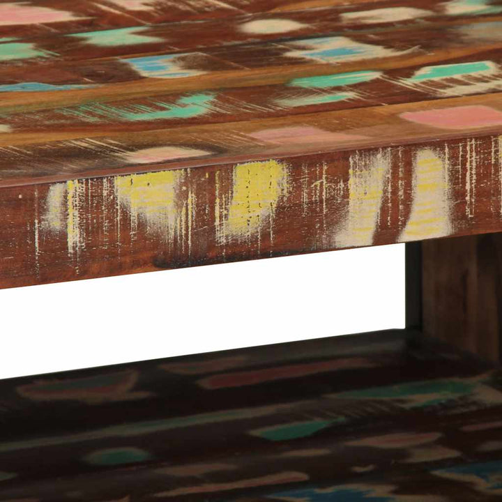 sofabord 70x50x38 cm massivt genbrugstræ flerfarvet
