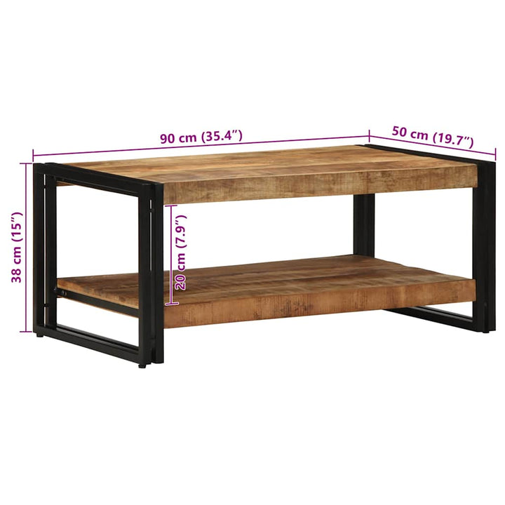 sofabord 90x50x38 cm massivt ru mangotræ