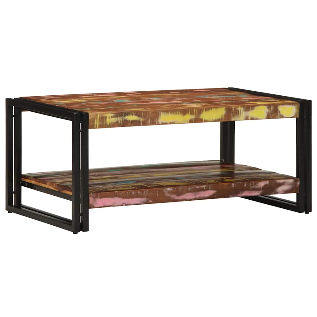 sofabord 90x50x38 cm massivt genbrugstræ flerfarvet