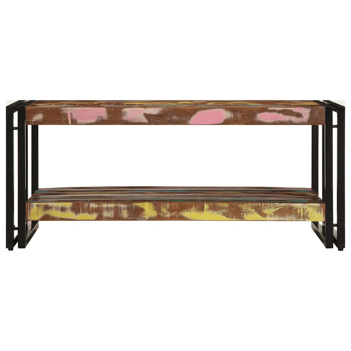 sofabord 90x50x38 cm massivt genbrugstræ flerfarvet