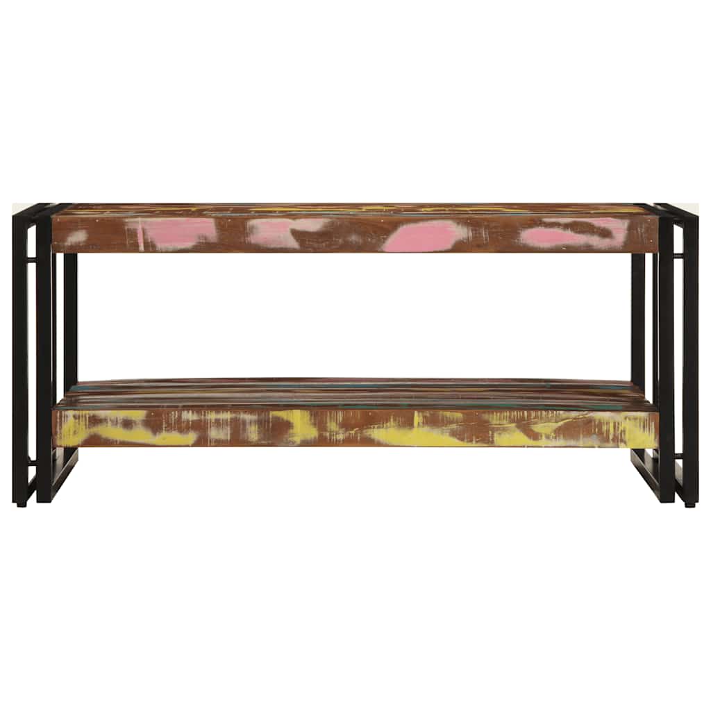 sofabord 90x50x38 cm massivt genbrugstræ flerfarvet