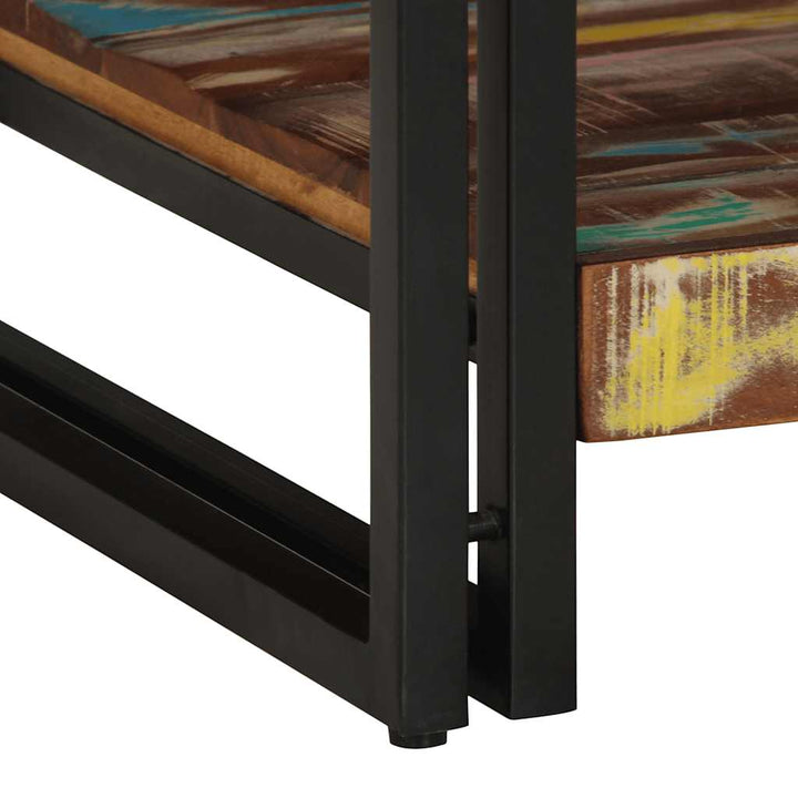 sofabord 90x50x38 cm massivt genbrugstræ flerfarvet