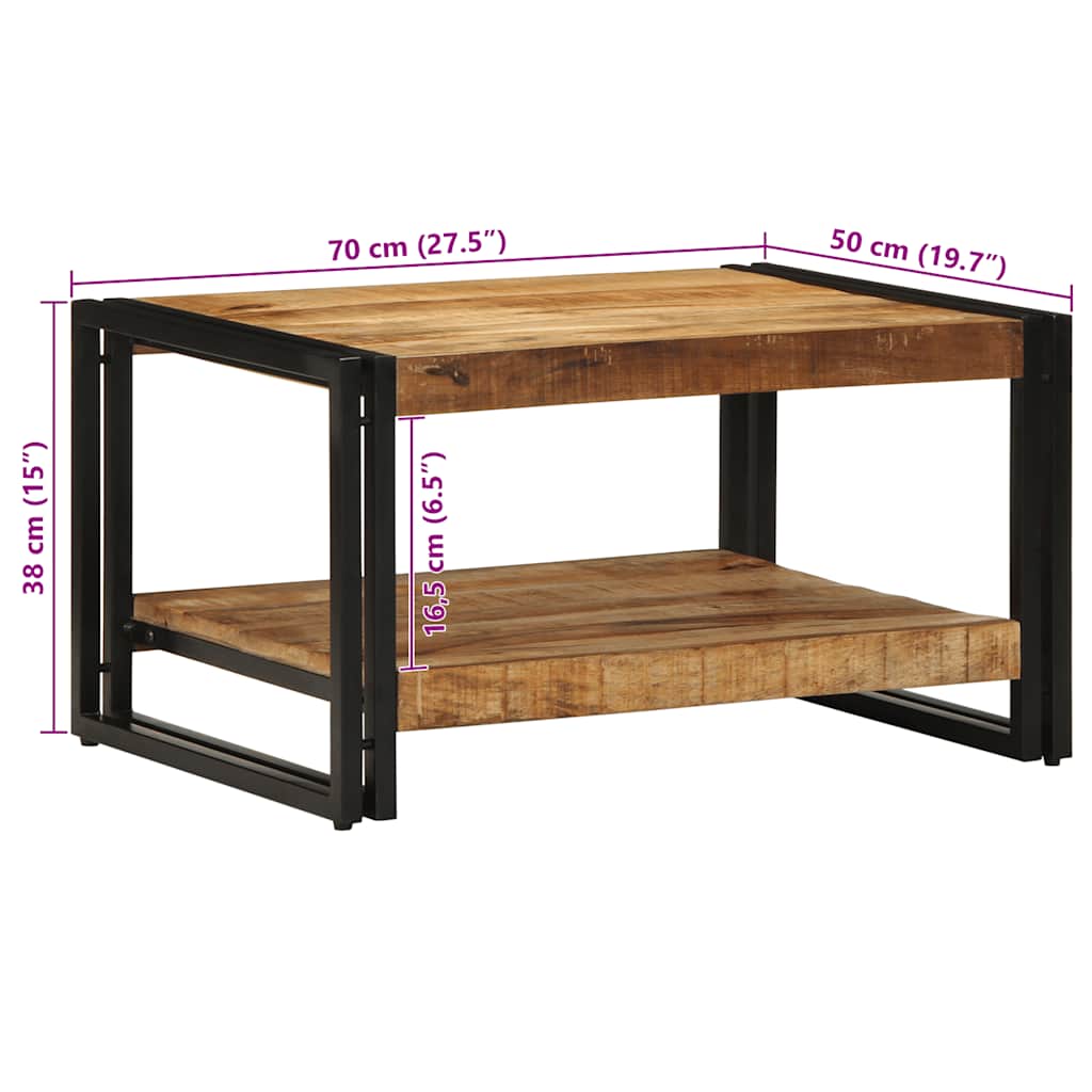 sofabord 70x50x38 cm massivt ru mangotræ