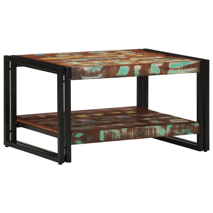 sofabord 70x50x38 cm massivt genbrugstræ flerfarvet