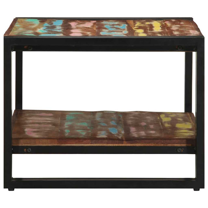 sofabord 70x50x38 cm massivt genbrugstræ flerfarvet