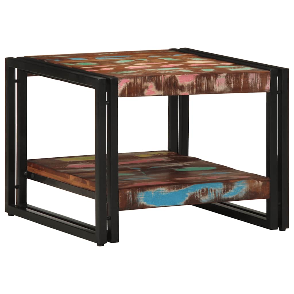 sofabord 50x50x38 cm massivt genbrugstræ flerfarvet
