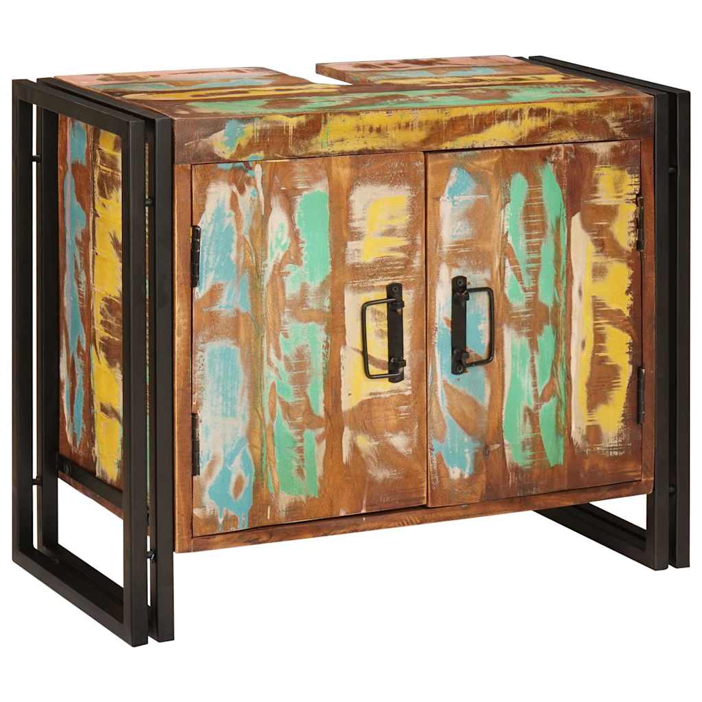 Vaskeskab med dør Flerfarvet 71 x 33 x 58 cm Solid genbrugs træ
