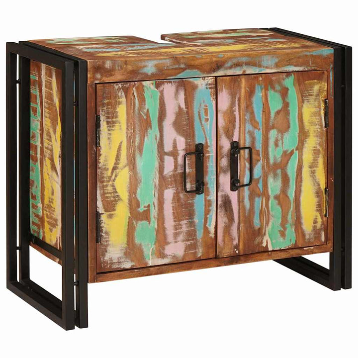 Vaskeskab med dør Flerfarvet 71 x 33 x 58 cm Solid genbrugs træ