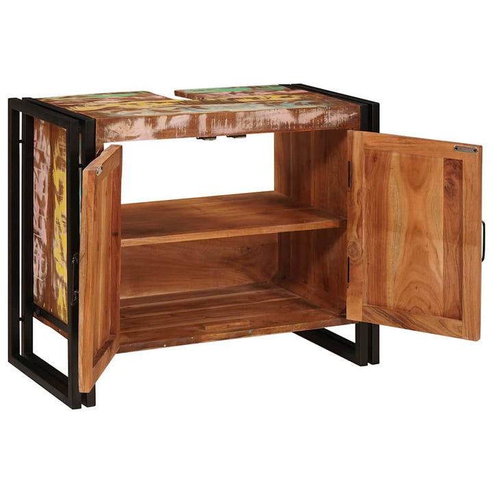 Vaskeskab med dør Flerfarvet 71 x 33 x 58 cm Solid genbrugs træ