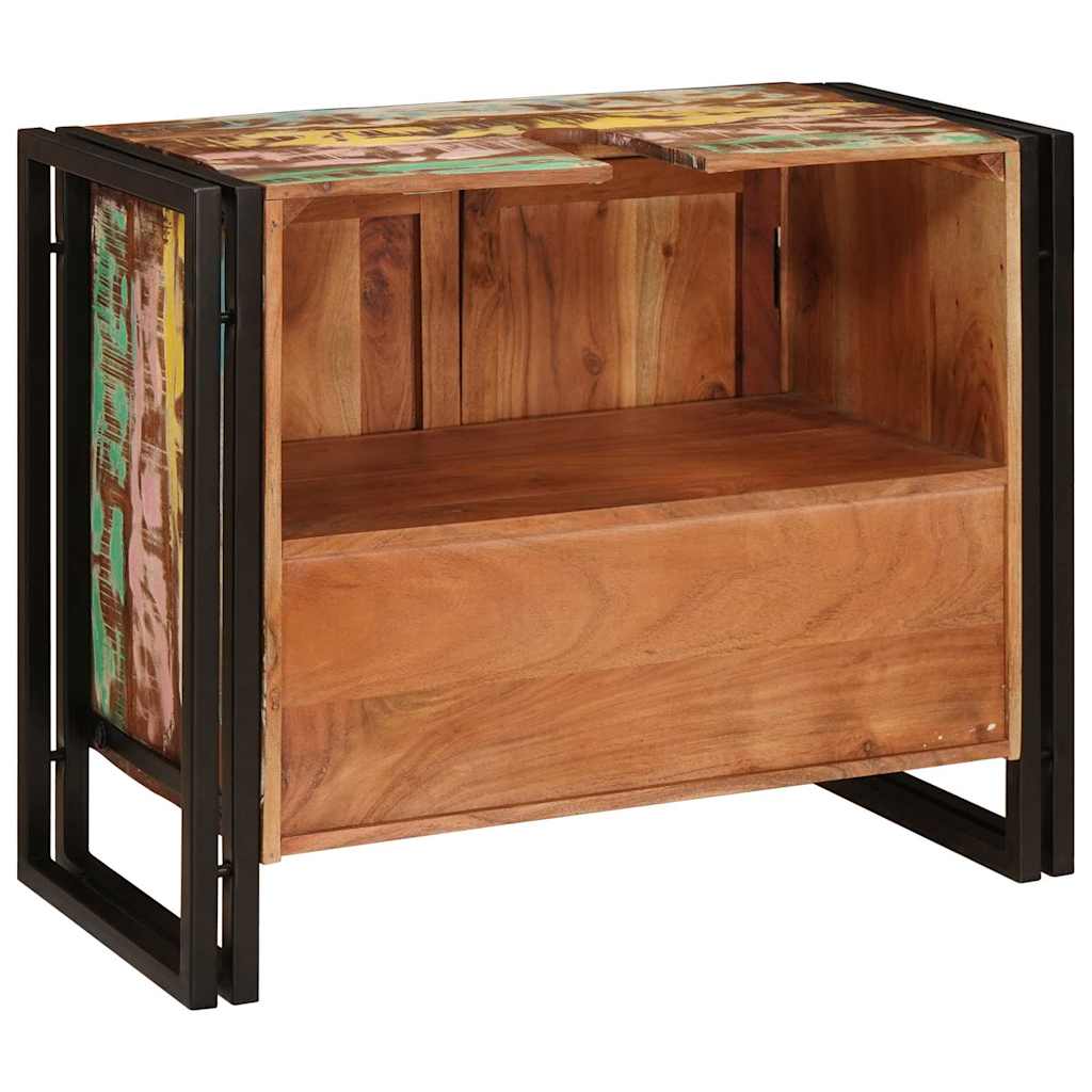 Vaskeskab med dør Flerfarvet 71 x 33 x 58 cm Solid genbrugs træ