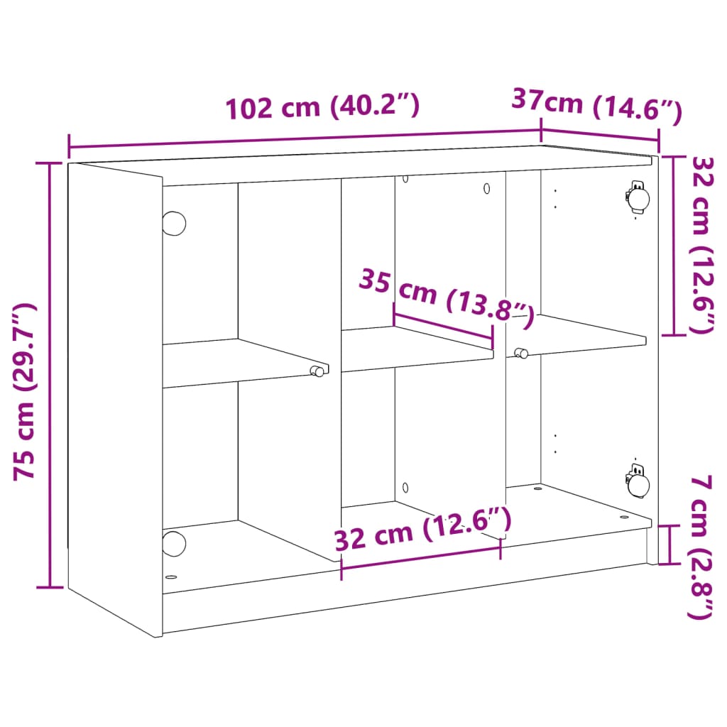 skænk 102x37x75,5 cm konstrueret træ antikt trælook
