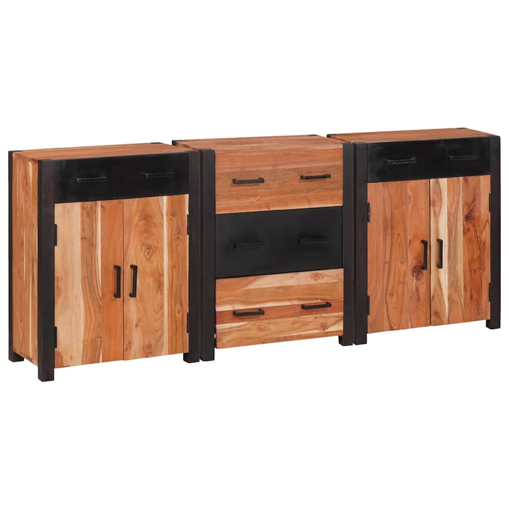 Sideboard 3 stk. Brun 165 x 30 x 75 cm Massivt Akacietræ