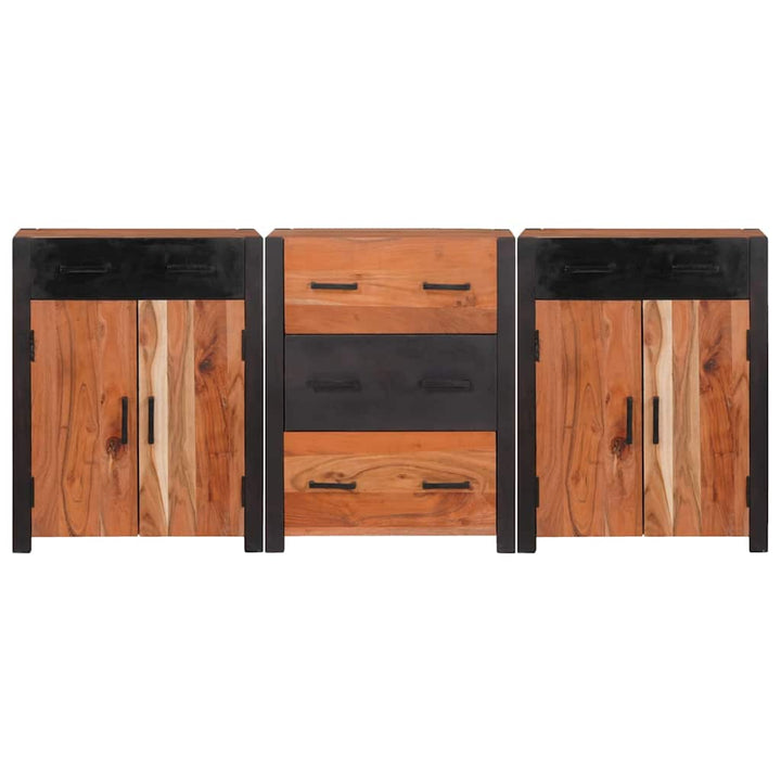 Sideboard 3 pcs Brun 165 x 30 x 75 cm Massivt Akacietræ